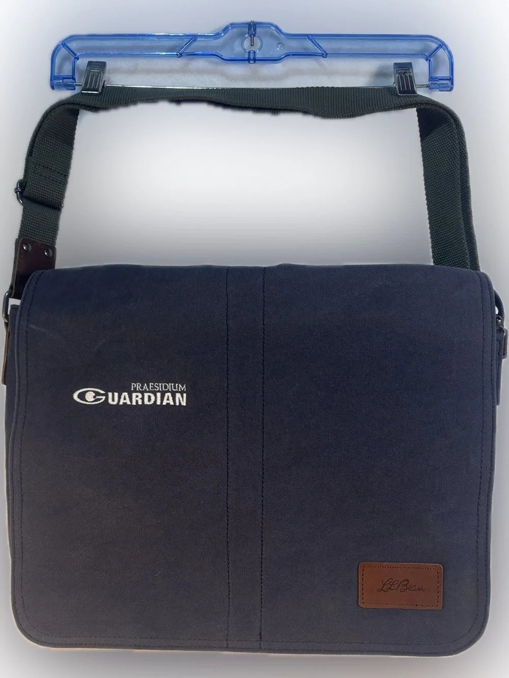 LL Bean Navy Canvas Laptop Messenger Bag G-Hook